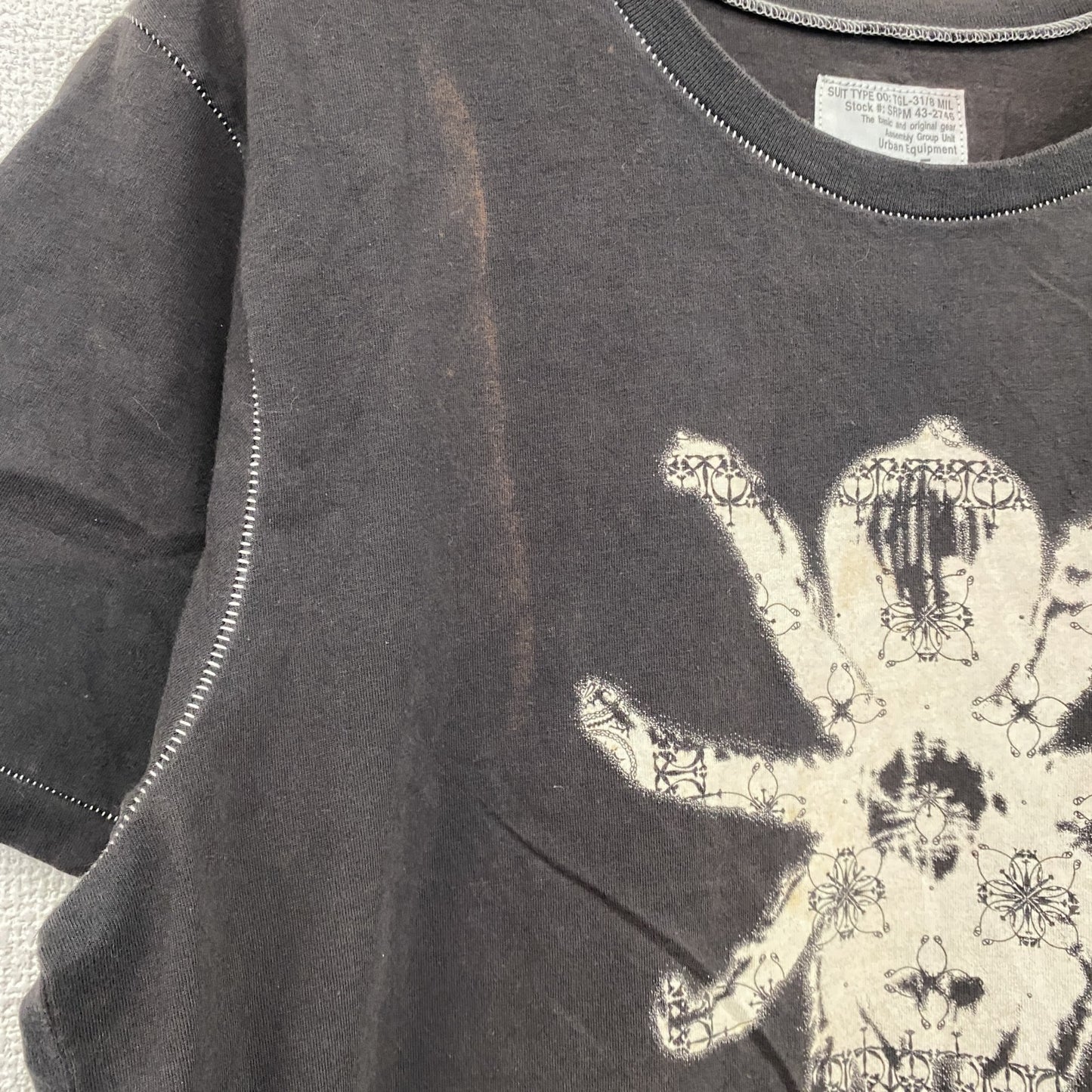 半袖プリントTシャツ　シングルステッチ　フェード　黒　ブラック　Lサイズ