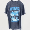 古着 used　半袖バンドプリントTシャツ　トレイン　音楽　ロック　灰色　グレー　クルーネック　レトロデザイン　Lサイズ