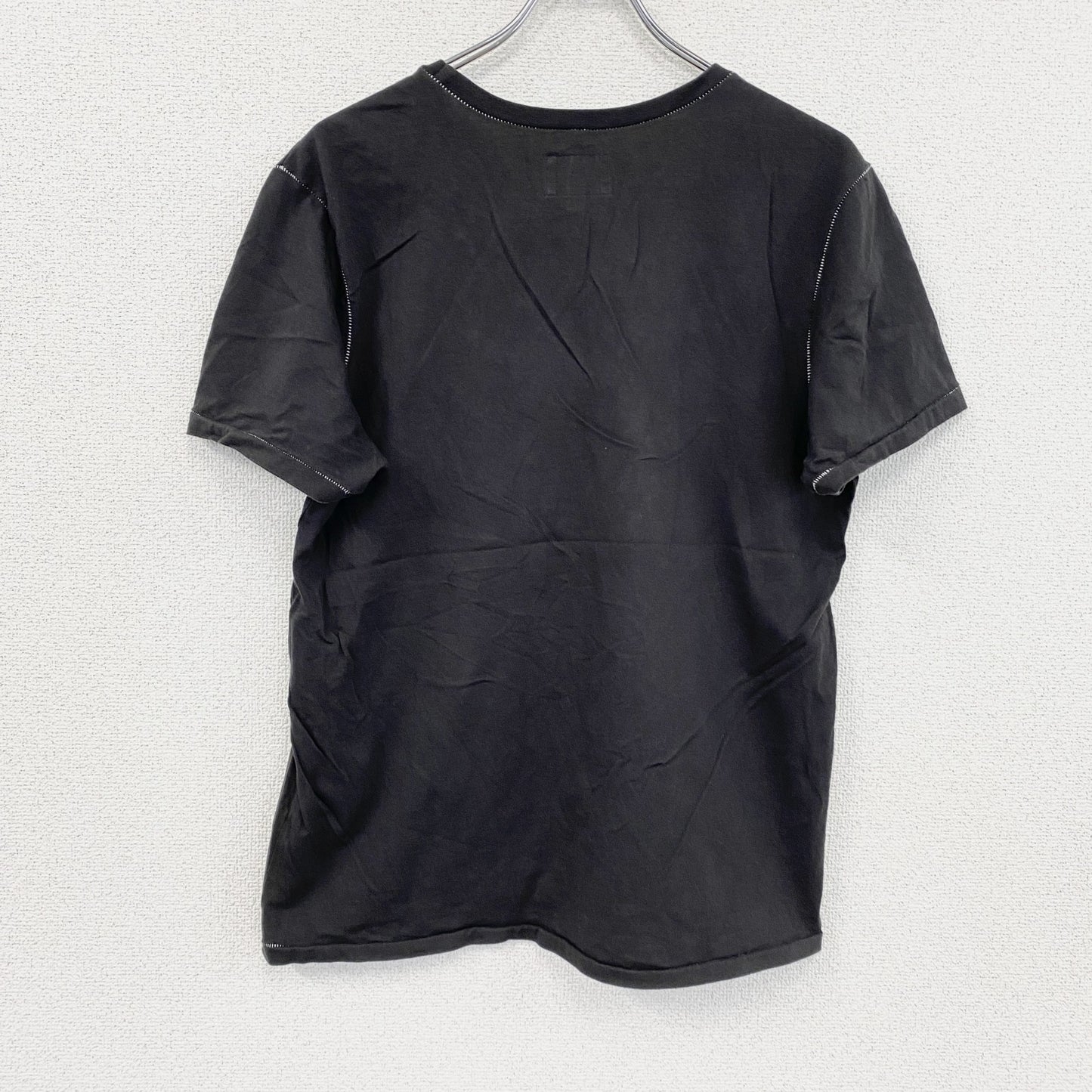 半袖プリントTシャツ　シングルステッチ　フェード　黒　ブラック　Lサイズ