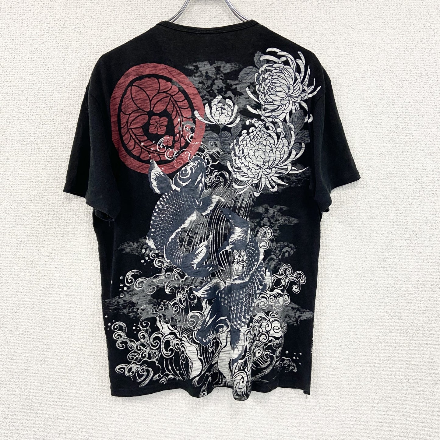 雅結　ミヤビムスビ　半袖ヘンリーネックTシャツ　和柄　黒　ブラック　2XLサイズ