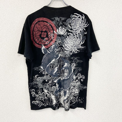 雅結　ミヤビムスビ　半袖ヘンリーネックTシャツ　和柄　黒　ブラック　2XLサイズ