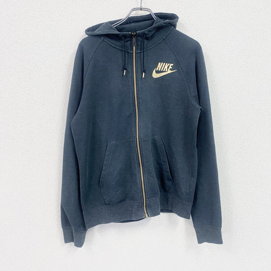 NIKE　ナイキ　フルジップスウェットパーカー/フーディー　ラグランスリーブ　スウッシュ　黒　ブラック　Mサイズ