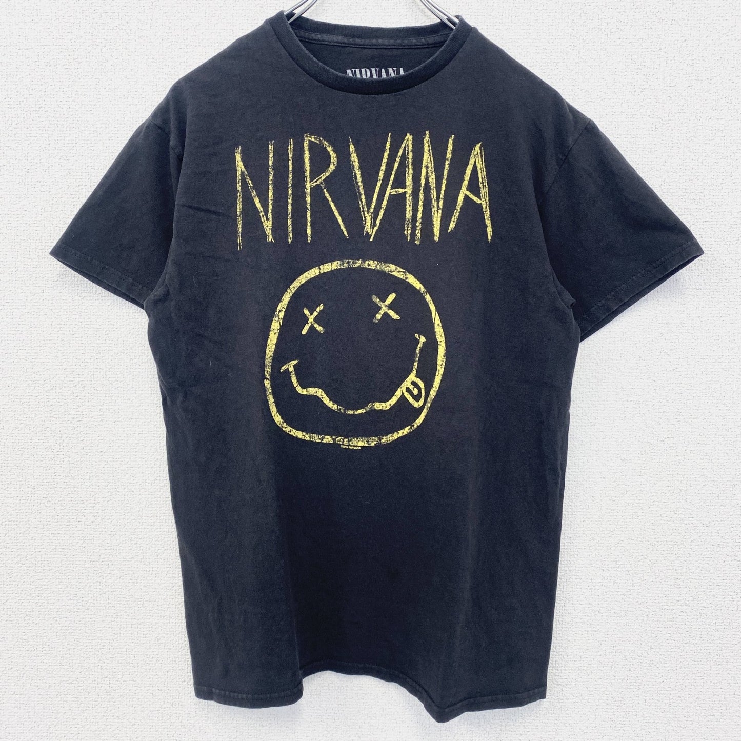 古着 used　半袖バンドプリントTシャツ　ニルヴァーナ　音楽　ロック　黒　ブラック　定番　クルーネック　レトロデザイン　Mサイズ