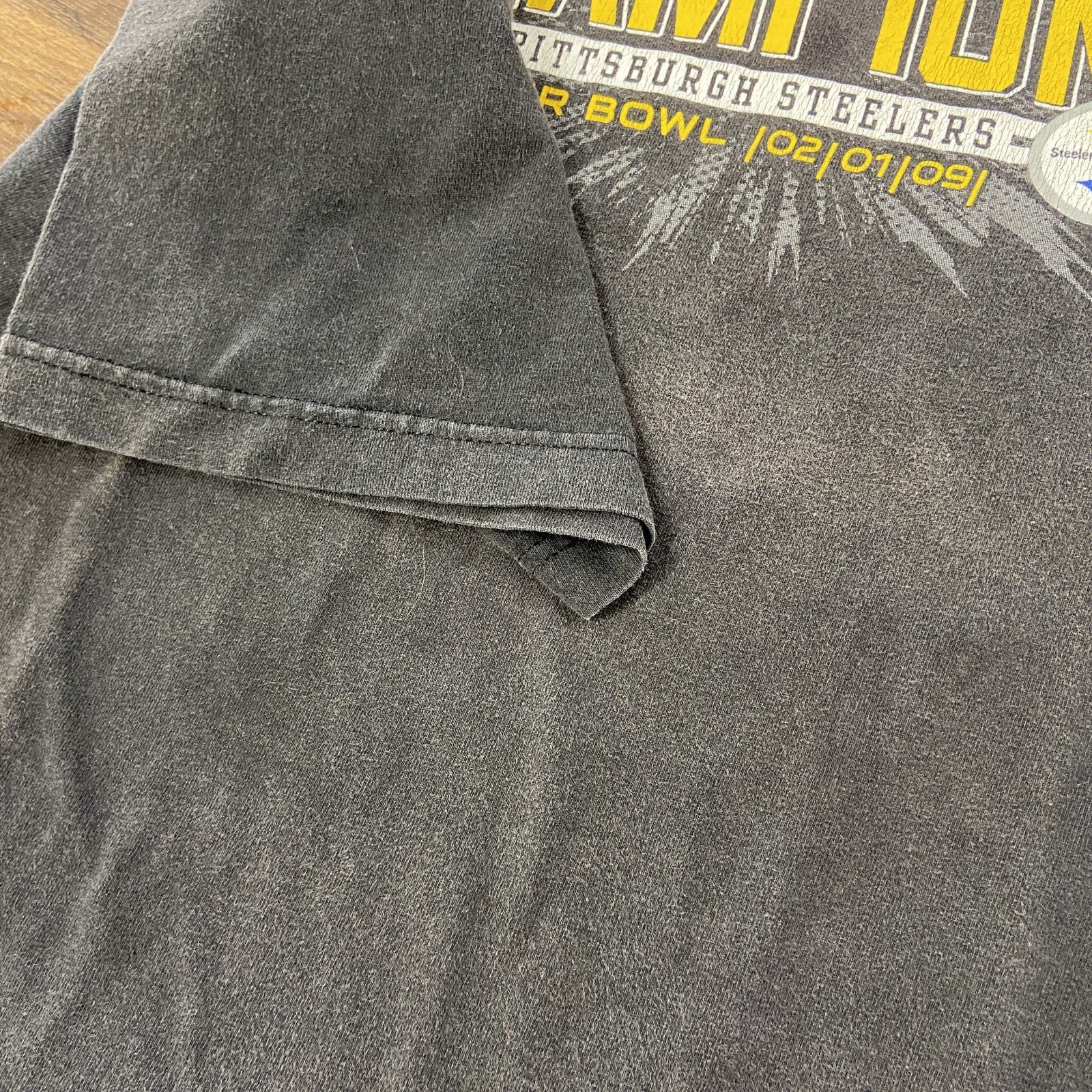 古着 used　半袖クルーネックプリントTシャツ　スーパーボウル　スポーツ　黒　ブラック　春夏服　ビッグシルエット　XLサイズ