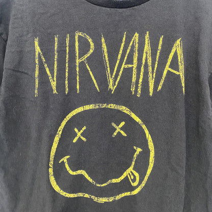 古着 used　半袖バンドプリントTシャツ　ニルヴァーナ　音楽　ロック　黒　ブラック　定番　クルーネック　レトロデザイン　Mサイズ