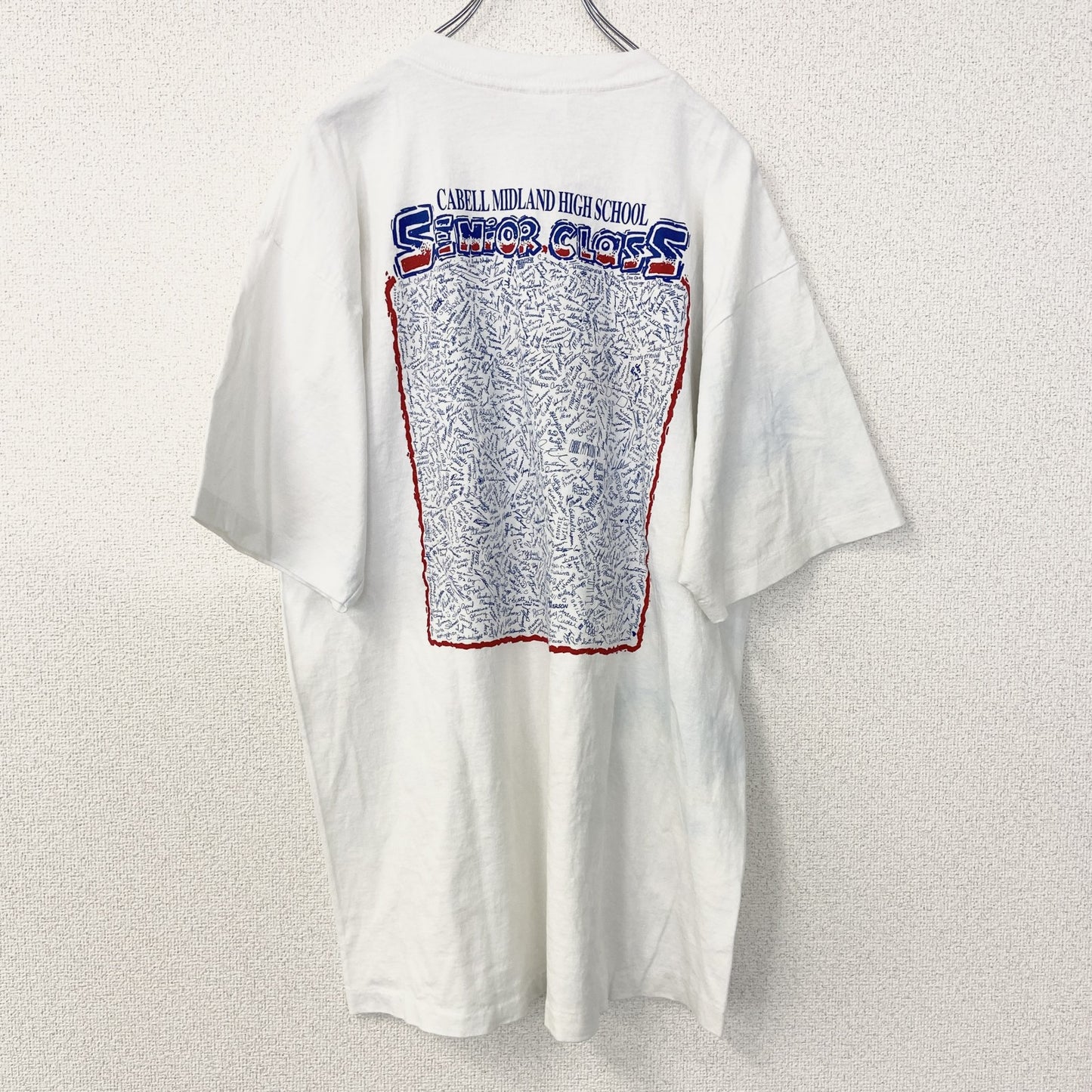 古着 used　半袖プリントTシャツ　90s　シングルステッチ　ヴィンテージ　クルーネック　レトロ　白　ホワイト　XLサイズ