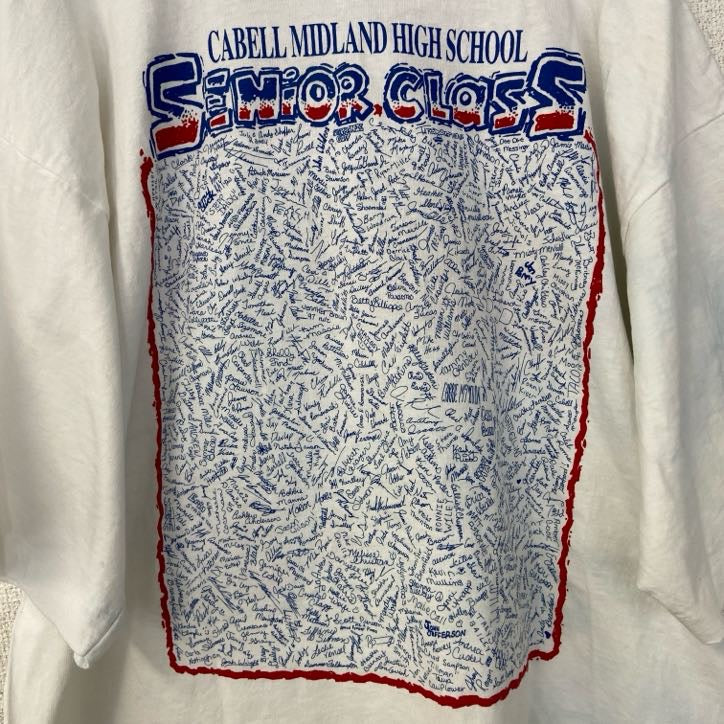古着 used　半袖プリントTシャツ　90s　シングルステッチ　ヴィンテージ　クルーネック　レトロ　白　ホワイト　XLサイズ