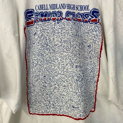 古着 used　半袖プリントTシャツ　90s　シングルステッチ　ヴィンテージ　クルーネック　レトロ　白　ホワイト　XLサイズ