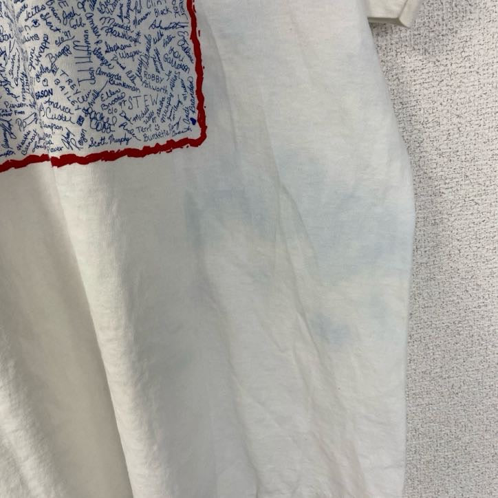 古着 used　半袖プリントTシャツ　90s　シングルステッチ　ヴィンテージ　クルーネック　レトロ　白　ホワイト　XLサイズ