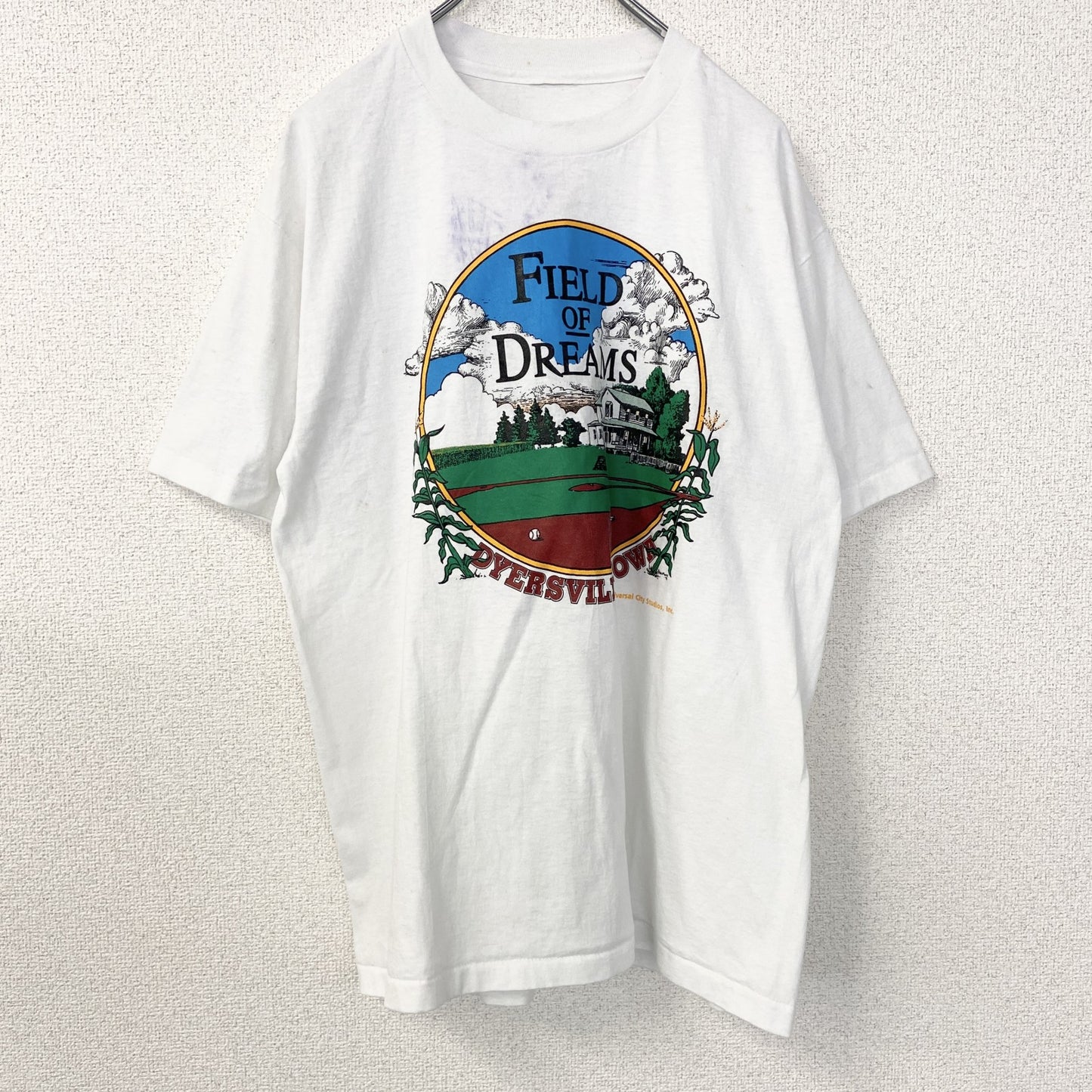 古着 used　半袖プリントTシャツ　90s　シングルステッチ　ヴィンテージ　クルーネック　レトロ　白　ホワイト　XLサイズ