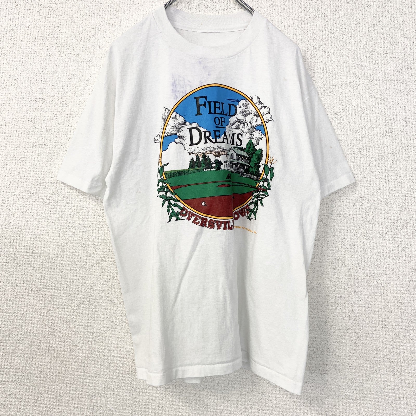 古着 used　半袖プリントTシャツ　90s　シングルステッチ　ヴィンテージ　クルーネック　レトロ　白　ホワイト　XLサイズ