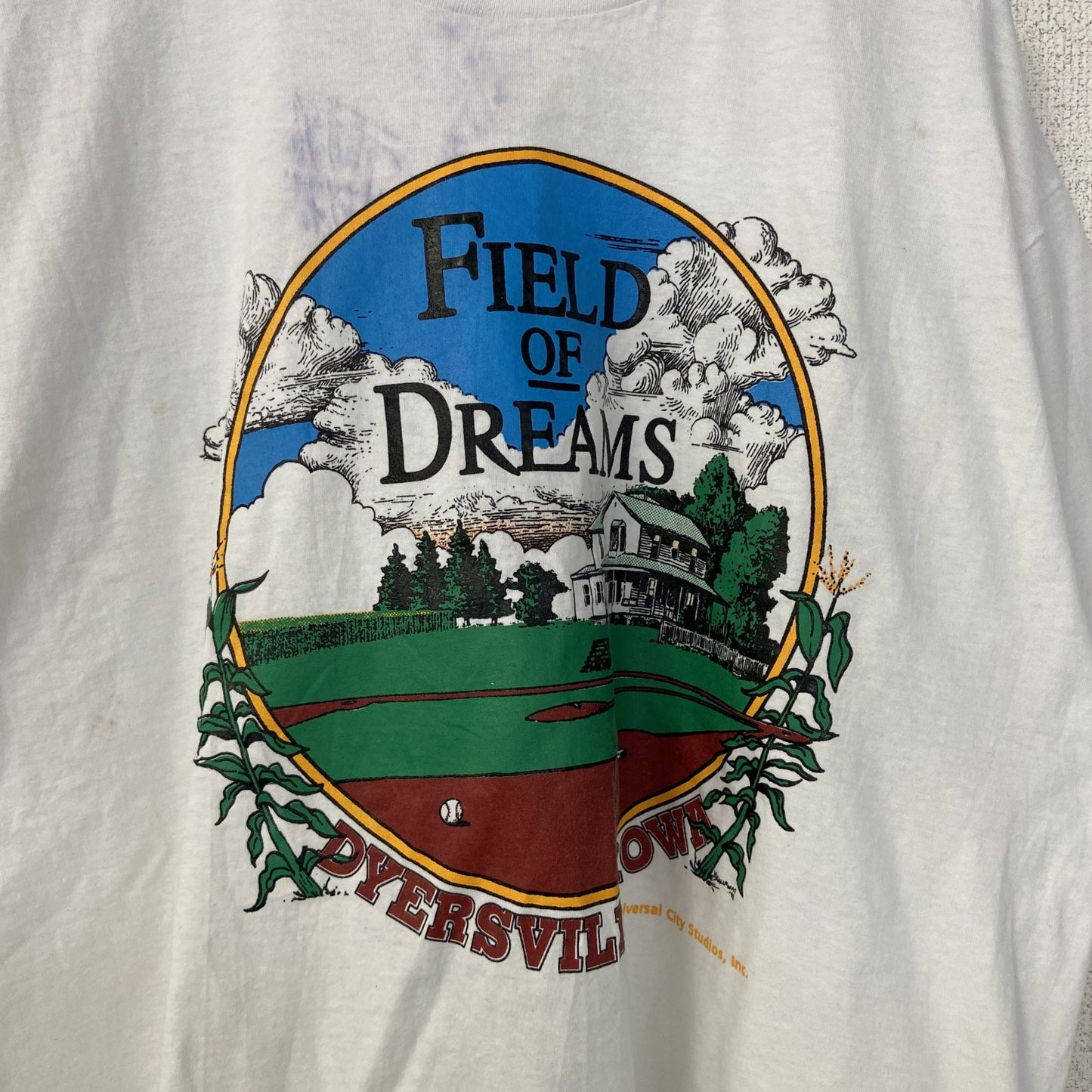 古着 used　半袖プリントTシャツ　90s　シングルステッチ　ヴィンテージ　クルーネック　レトロ　白　ホワイト　XLサイズ