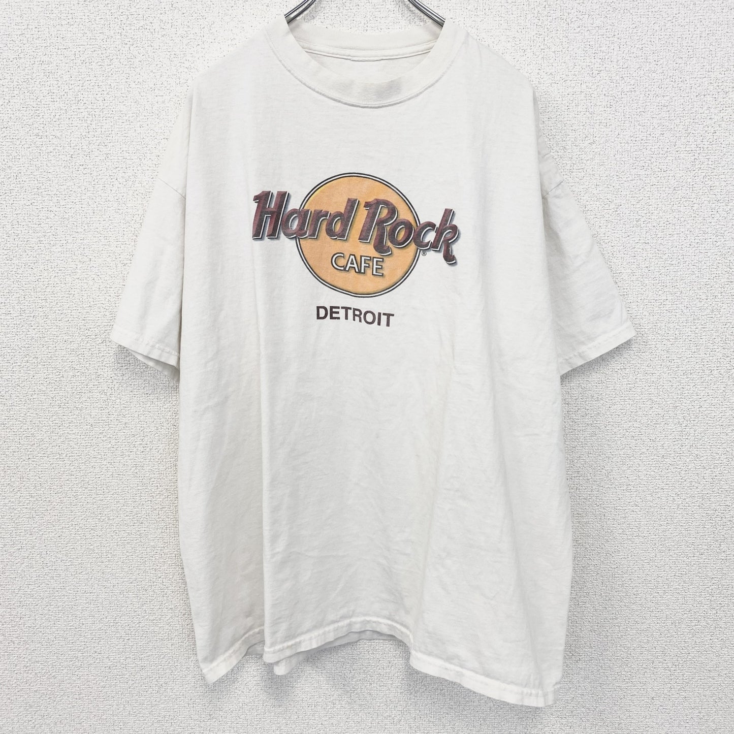 古着 used　半袖プリントTシャツ　ハードロックカフェ　音楽　ロック　白　ホワイト　クルーネック　レトロデザイン　2XLサイズ