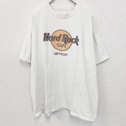 古着 used　半袖プリントTシャツ　ハードロックカフェ　音楽　ロック　白　ホワイト　クルーネック　レトロデザイン　2XLサイズ