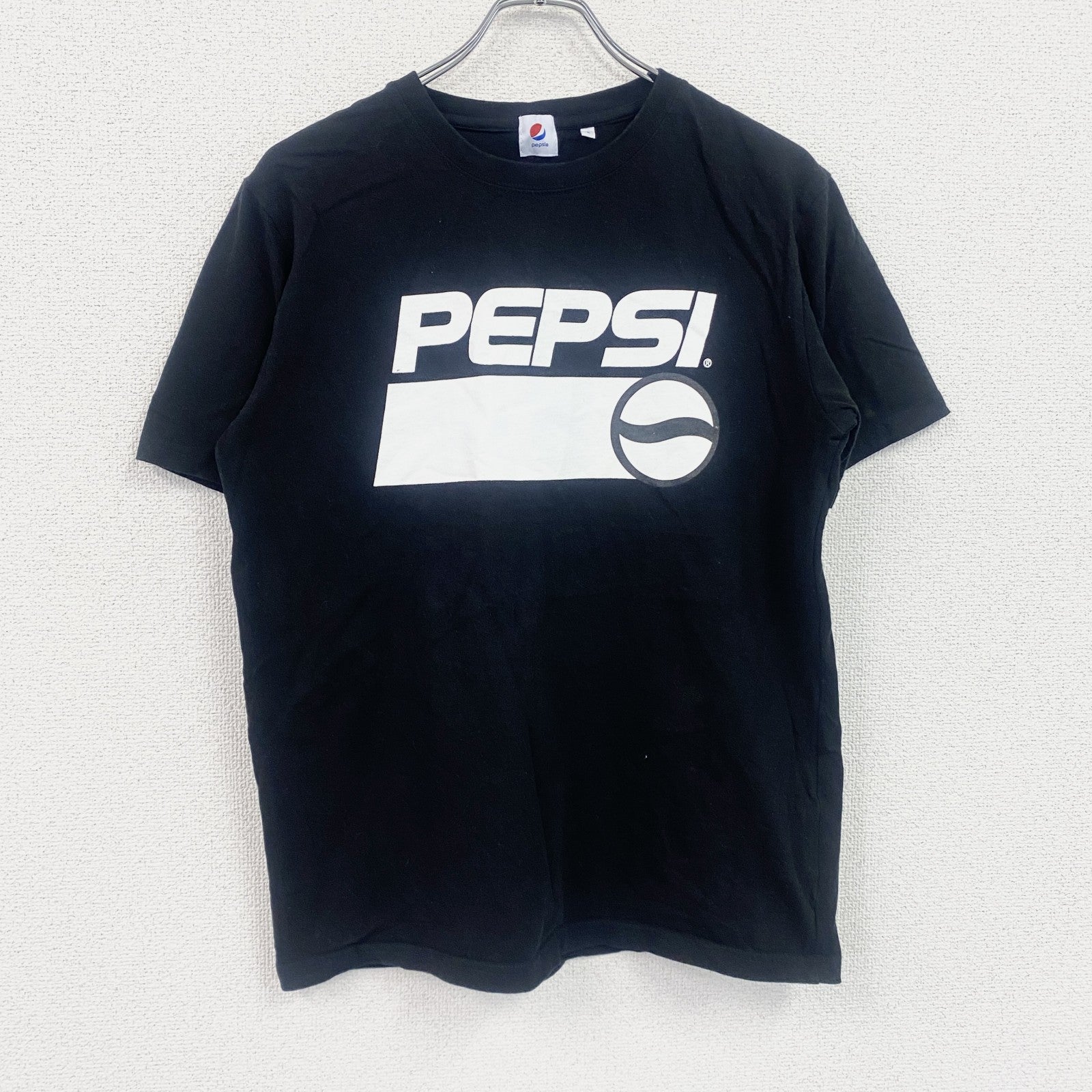 PEPSI　ペプシ　半袖プリント企業Tシャツ　デカロゴ　黒　ブラック　Lサイズ