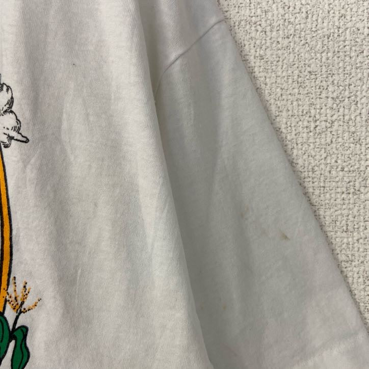 古着 used　半袖プリントTシャツ　90s　シングルステッチ　ヴィンテージ　クルーネック　レトロ　白　ホワイト　XLサイズ