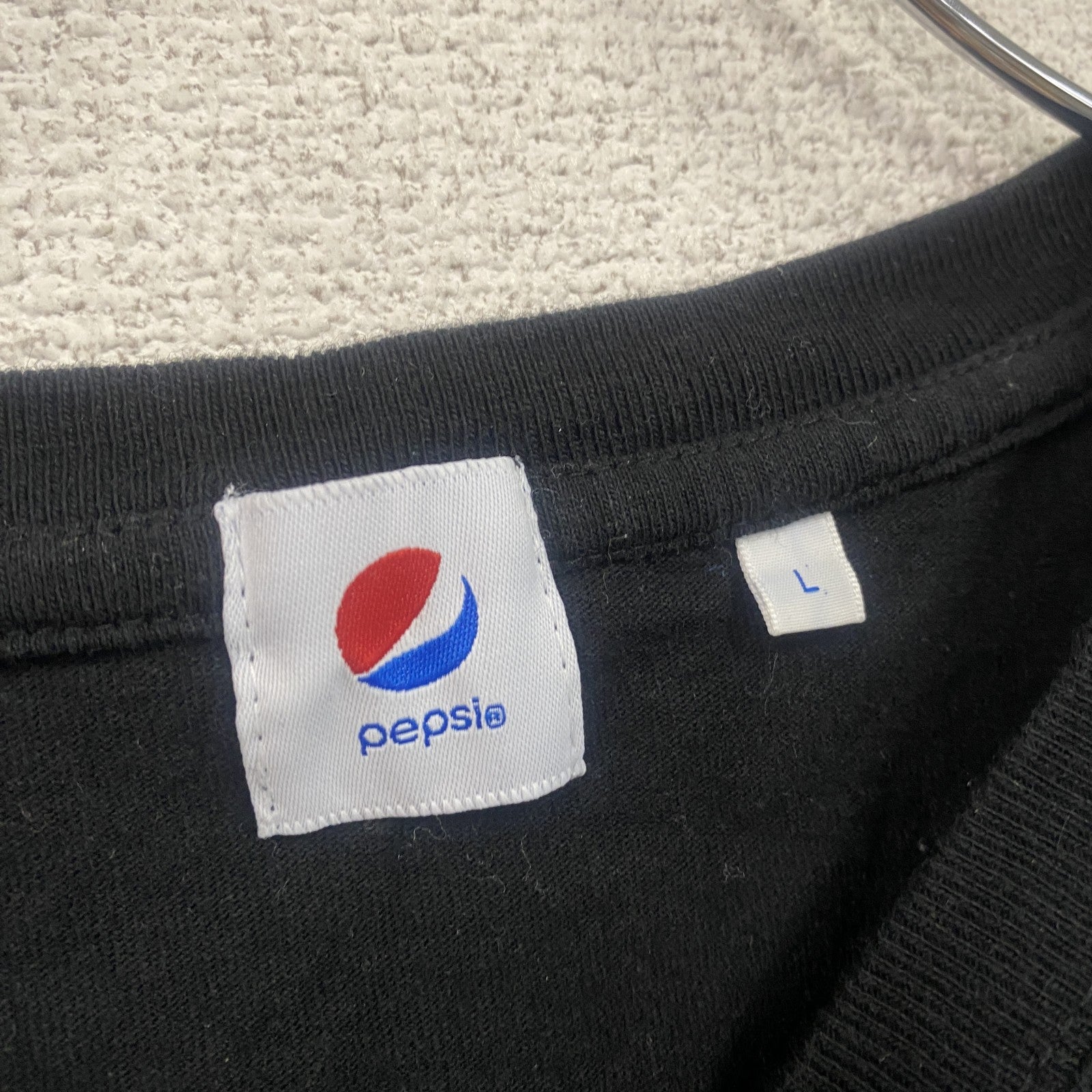 PEPSI　ペプシ　半袖プリント企業Tシャツ　デカロゴ　黒　ブラック　Lサイズ