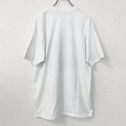 古着 used　半袖プリントTシャツ　90s　シングルステッチ　ヴィンテージ　クルーネック　レトロ　白　ホワイト　XLサイズ