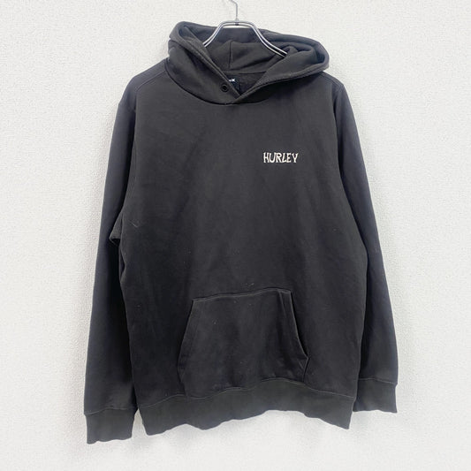 Hurley　ハーレー　スウェットパーカー/フーディー　スカル　骸骨　ピザ　両面プリント　黒　ブラック　Lサイズ