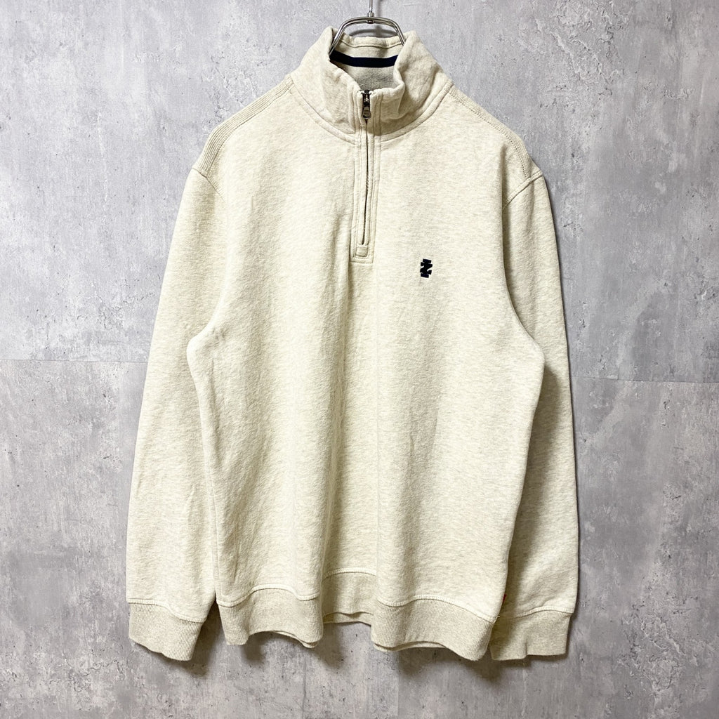 古着 used　IZOD アイゾッド　長袖ハーフジップスウェット　トレーナー　ワンポイントロゴ刺繡　秋冬服　ハイネック　Lサイズ
