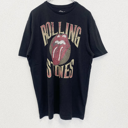 古着 used　半袖バンドプリントTシャツ　ローリングストーンズ　音楽　ロック　ブラック　クルーネック　レトロデザイン　Lサイズ