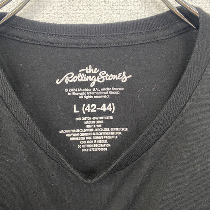 古着 used　半袖バンドプリントTシャツ　ローリングストーンズ　音楽　ロック　ブラック　クルーネック　レトロデザイン　Lサイズ