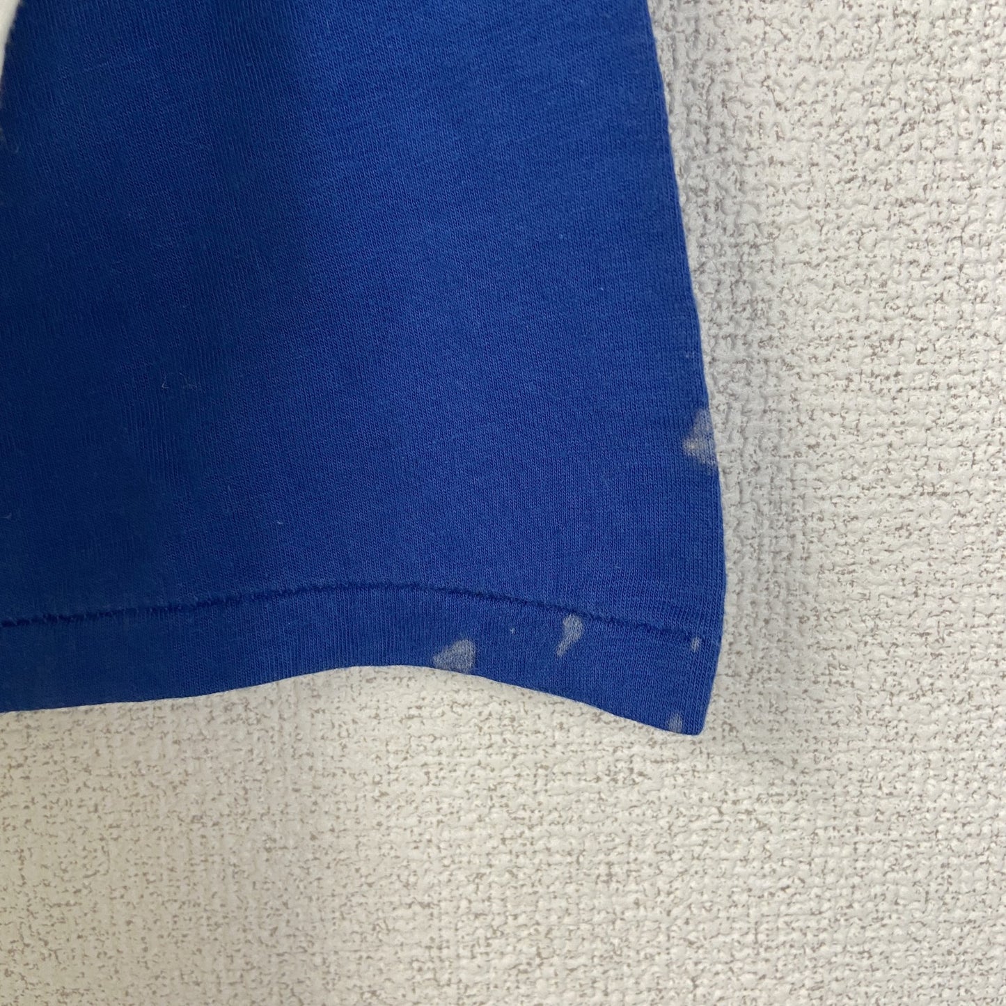 古着 used　半袖プリントTシャツ　90s　シングルステッチ　ラグラン　クルーネック　レトロ　白　青　ホワイト　Mサイズ