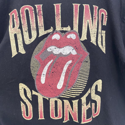 古着 used　半袖バンドプリントTシャツ　ローリングストーンズ　音楽　ロック　ブラック　クルーネック　レトロデザイン　Lサイズ