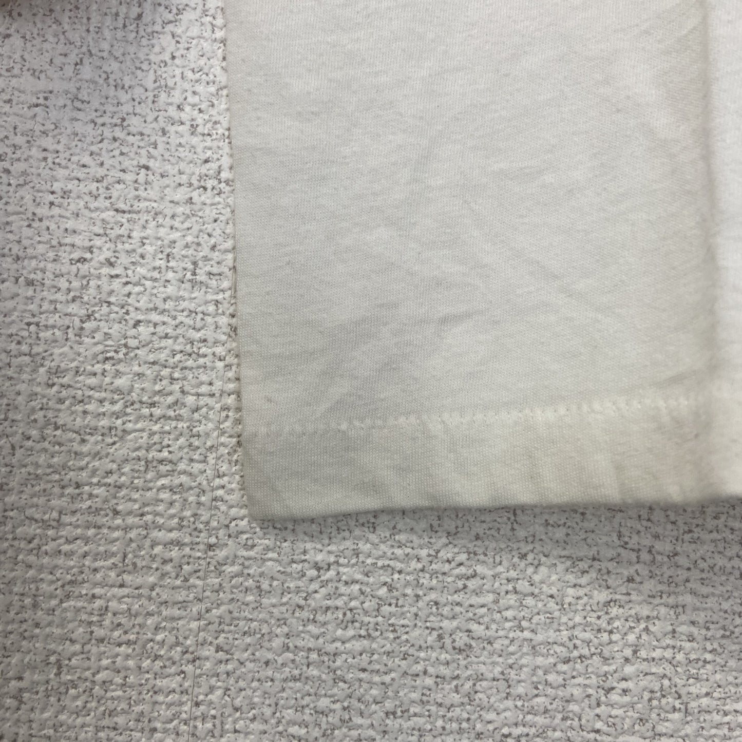 古着 used　半袖プリントTシャツ　90s　シングルステッチ　ラグラン　クルーネック　レトロ　白　青　ホワイト　Mサイズ