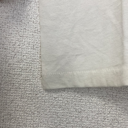 古着 used　半袖プリントTシャツ　90s　シングルステッチ　ラグラン　クルーネック　レトロ　白　青　ホワイト　Mサイズ