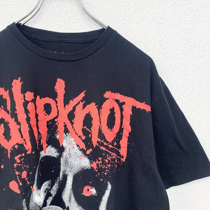 古着 used　半袖バンドプリントTシャツ　スリップノット　ヘヴィメタル　音楽　黒　ブラック　クルーネック　Lサイズ