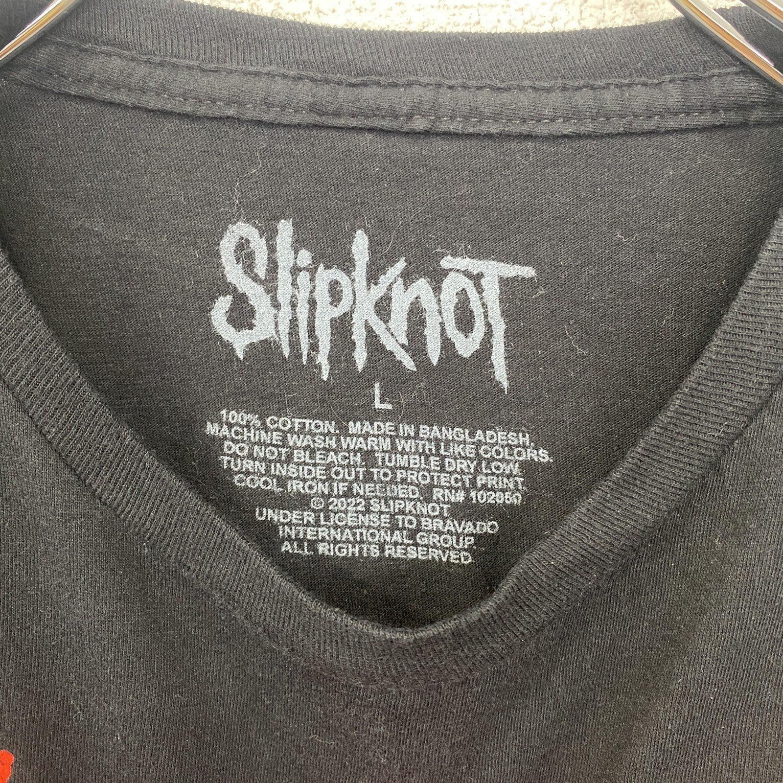 古着 used　半袖バンドプリントTシャツ　スリップノット　ヘヴィメタル　音楽　黒　ブラック　クルーネック　Lサイズ