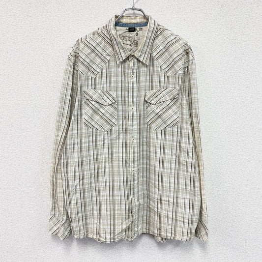 Quiksilver　クイックシルバー　長袖シャツ　チェック柄　ベージュ　XXLサイズ