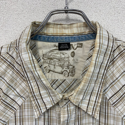 Quicksilver　クイックシルバー　長袖ウエスタンシャツ　チェック柄　フラップポケット　ベージュ　XXLサイズ