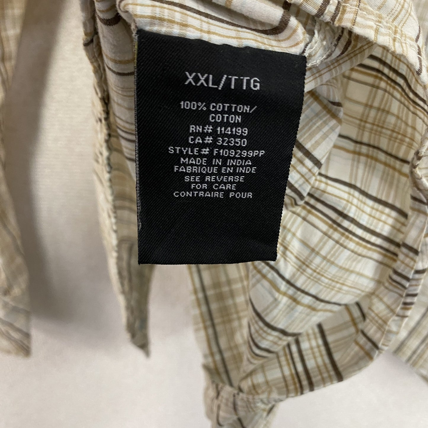 Quicksilver　クイックシルバー　長袖ウエスタンシャツ　チェック柄　フラップポケット　ベージュ　XXLサイズ