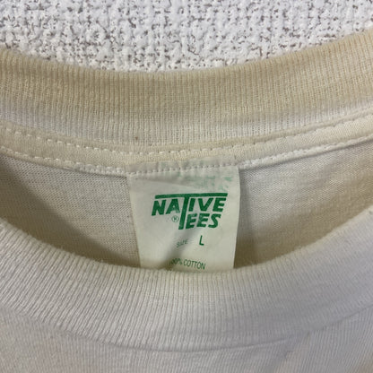 古着 used　半袖プリントTシャツ　90s　ARIZONA　シングルステッチ　クルーネック　レトロ　白　青　ホワイト　Lサイズ