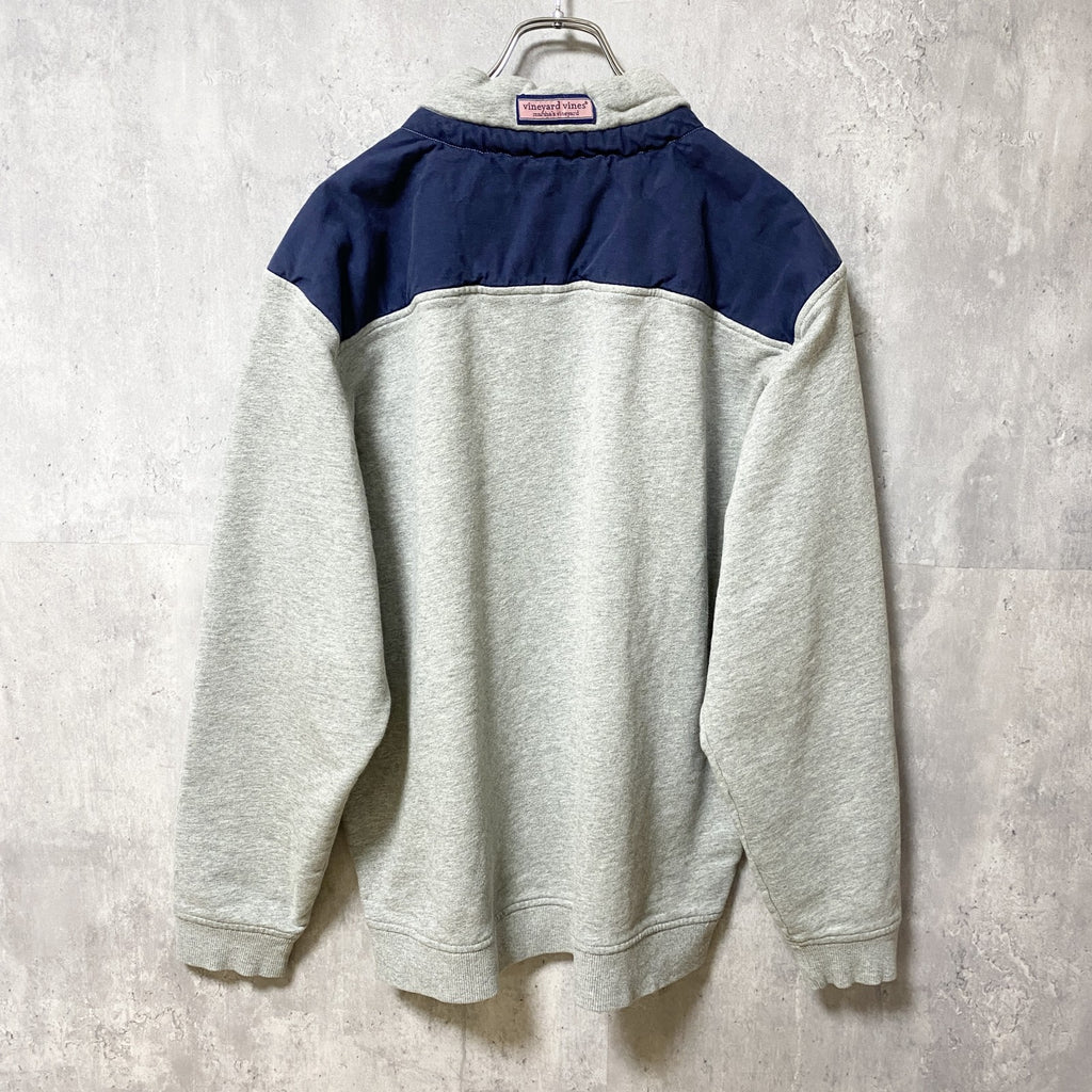 古着 used　vineyard vines　ヴィ二ヤードヴァインズ　長袖ハーフジップスウェット　トレーナー　ロゴタグ　Lサイズ