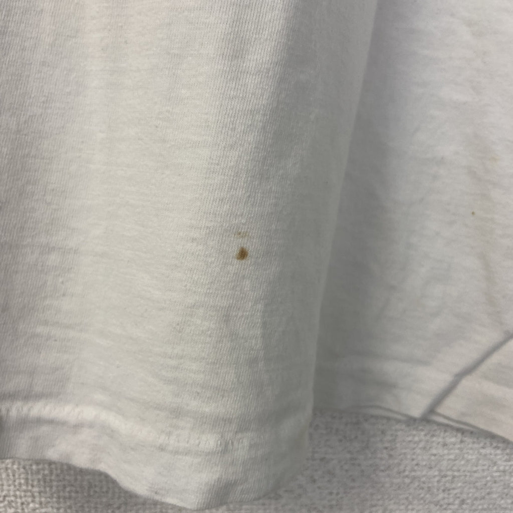 古着 used　半袖プリントTシャツ　90s　ARIZONA　シングルステッチ　クルーネック　レトロ　白　青　ホワイト　Lサイズ