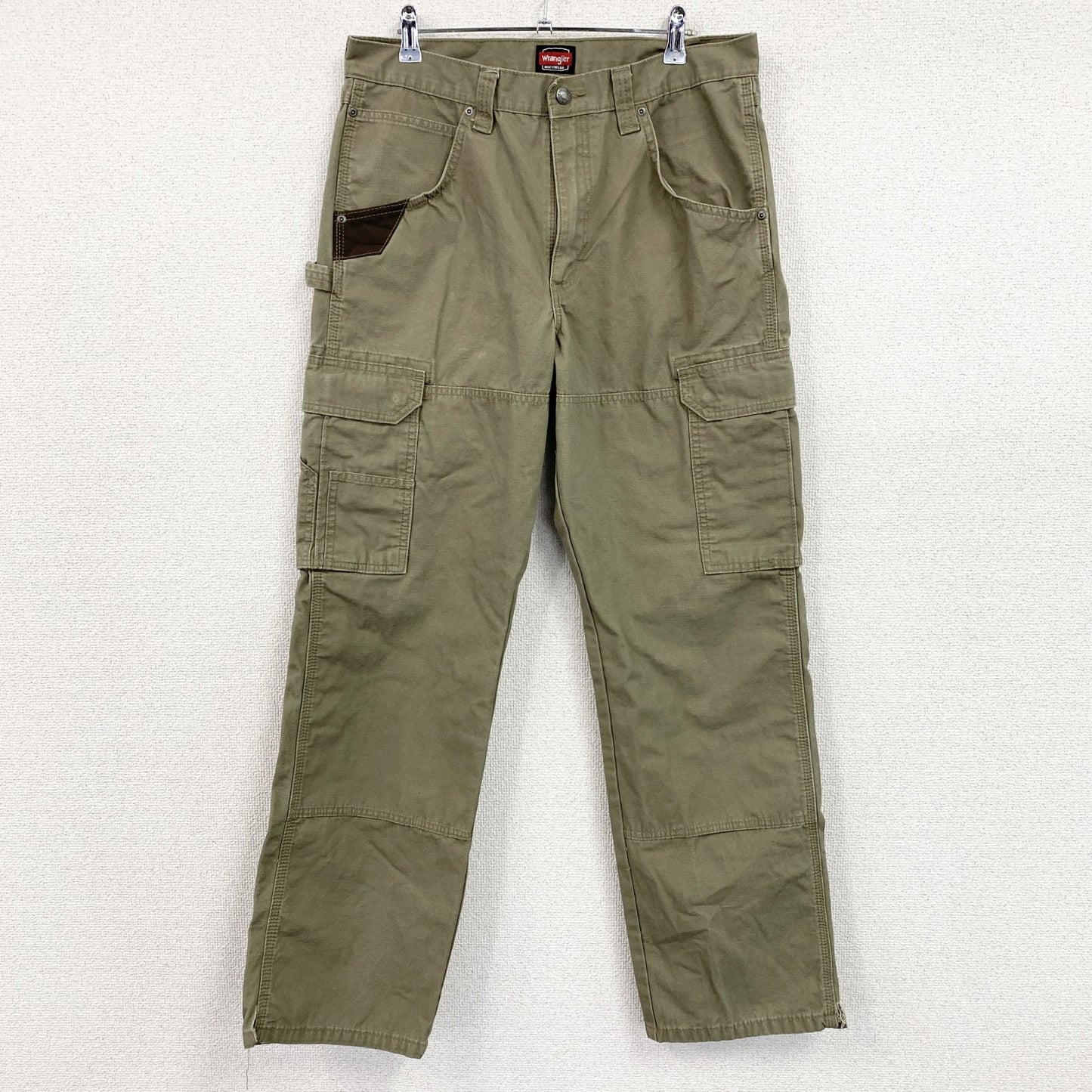 Wrangler　ラングラー　カーゴパンツ　ダブルニー　リップストップ　ジップフライ　カーキ　32サイズ