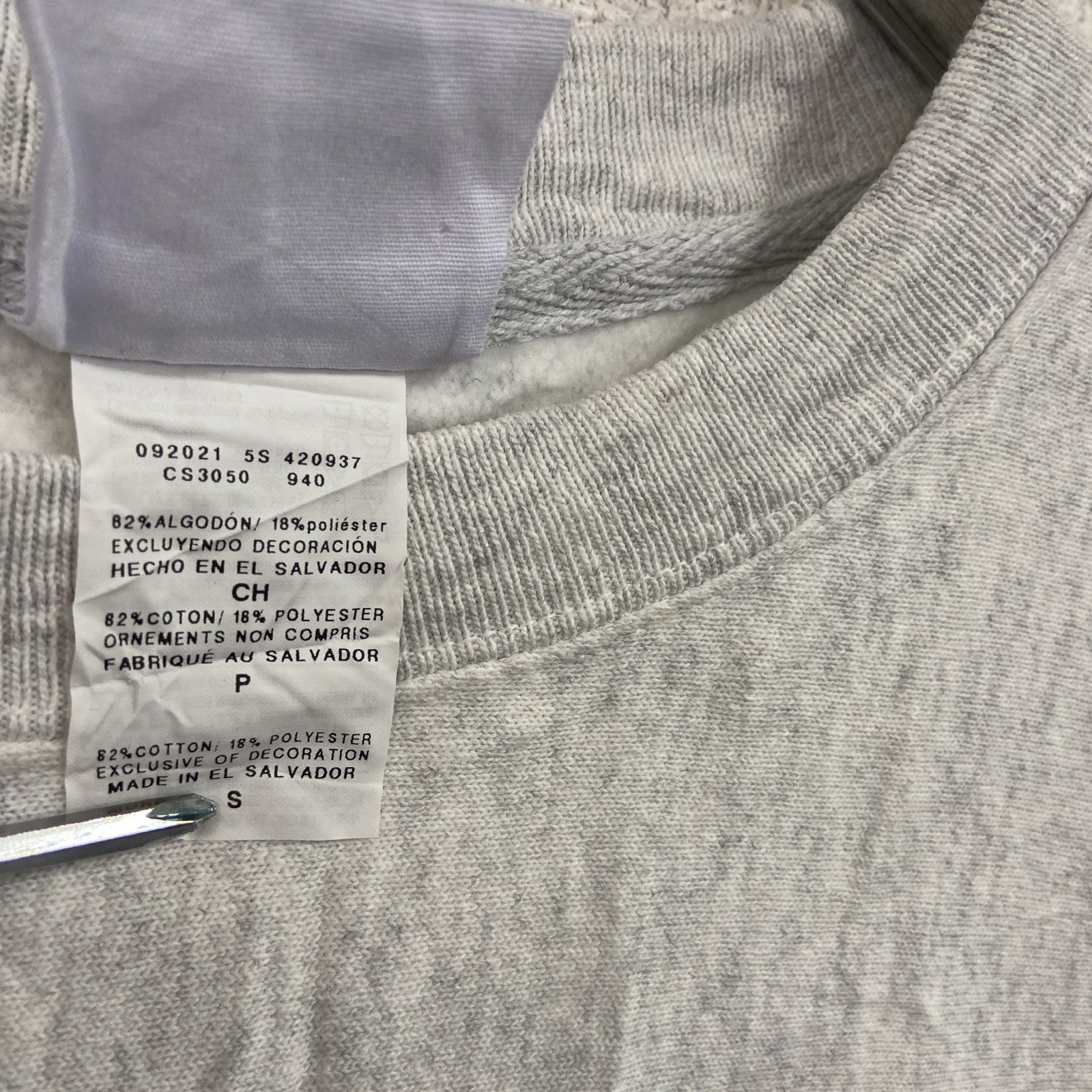 Champion　チャンピオン　スウェット/トレーナー　3連プリント　カレッジロゴ　霜降りグレー　Lサイズ