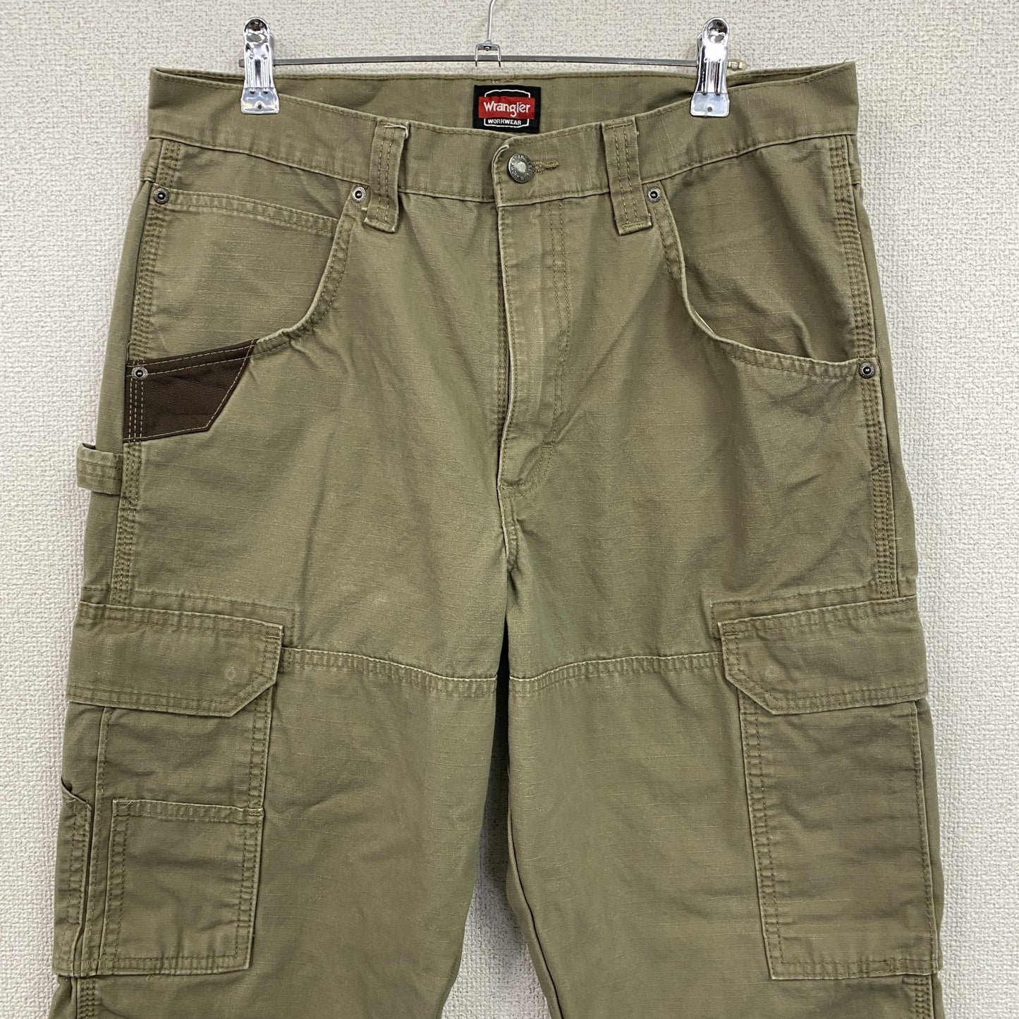 Wrangler　ラングラー　カーゴパンツ　ダブルニー　リップストップ　ジップフライ　カーキ　32サイズ