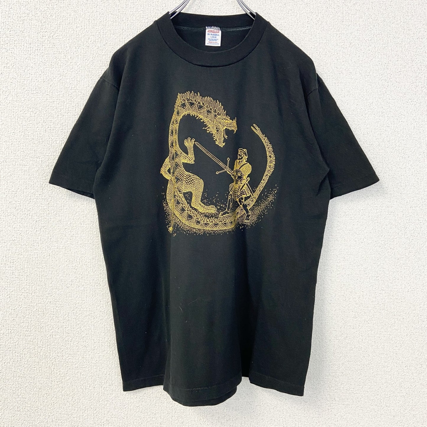 ～90s　半袖プリントTシャツ　龍　竜　ドラゴン　シングルステッチ　ヴィンテージ　黒　ブラック　Lサイズ