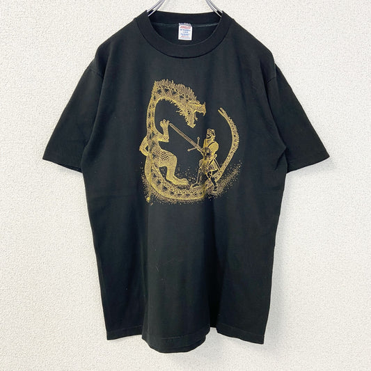 ～90s　半袖プリントTシャツ　龍　竜　ドラゴン　シングルステッチ　ヴィンテージ　黒　ブラック　Lサイズ