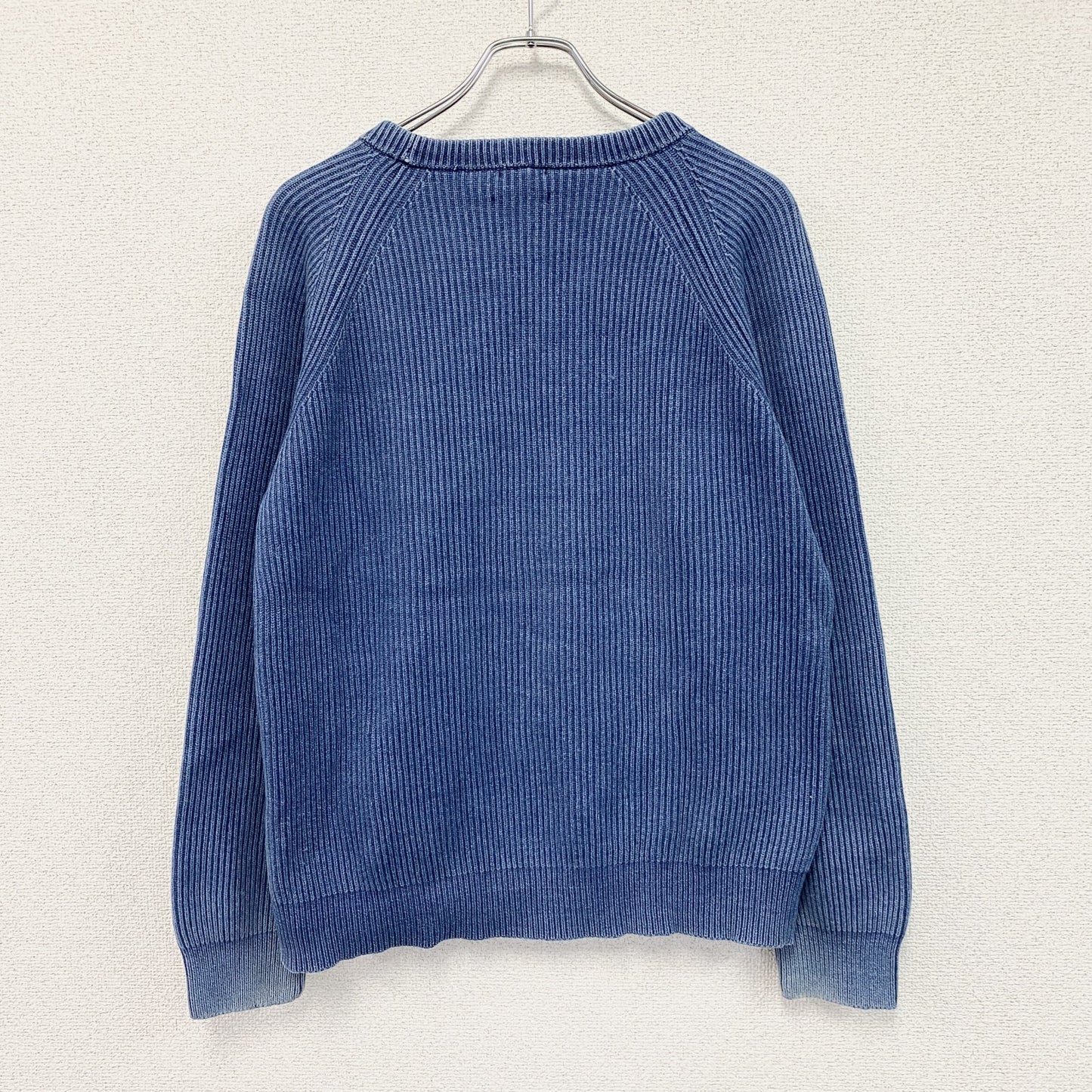 FREAK'S STORE　フリークスストア　コットンニットセーター　ラグランスリーブ　フェード　青　ブルー　Lサイズ
