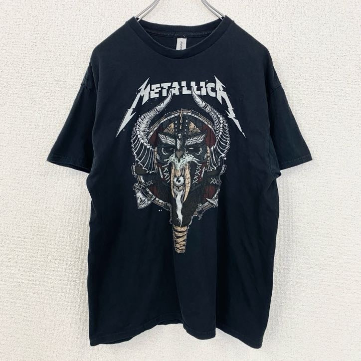古着 used　GILDAN　METALLICA　メタリカ　半袖バンドTシャツ　黒　ブラック　フロントプリント　Lサイズ