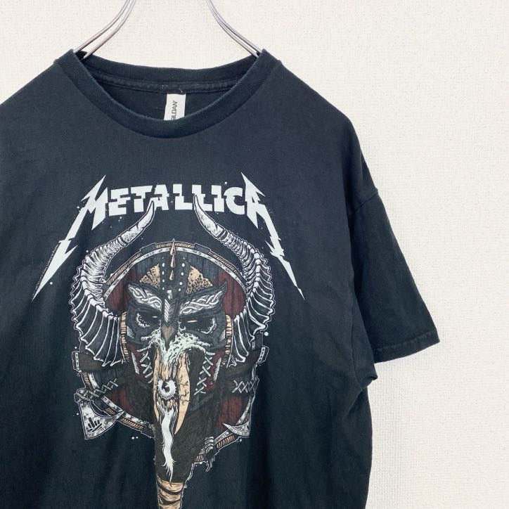 古着 used　GILDAN　METALLICA　メタリカ　半袖バンドTシャツ　黒　ブラック　フロントプリント　Lサイズ