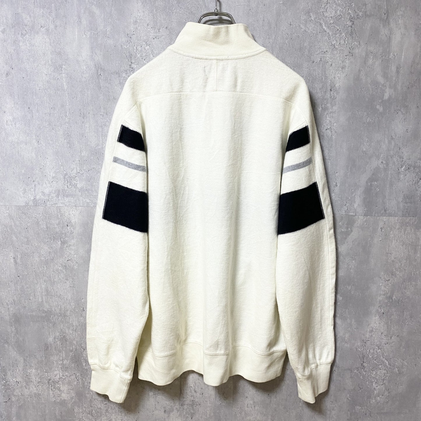 古着 used　CHAPS　チャップス　長袖表起毛スウェット　トレーナー　ハーフボタン　ボーダー　ビックシルエット　XLサイズ