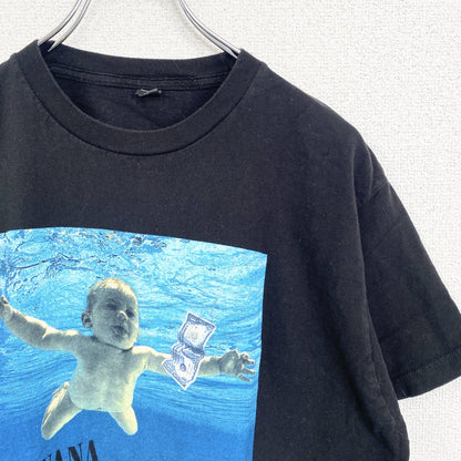 古着 used　半袖バンドプリントTシャツ　ニルヴァーナ　音楽　ロック　黒　ブラック　定番　クルーネック　レトロデザイン