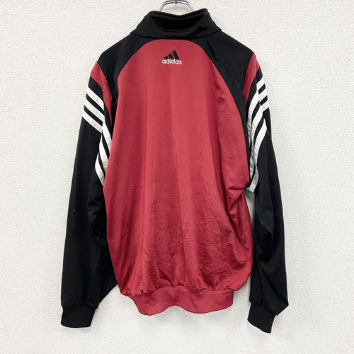 00s　adidas　アディダス　トラックジャケット/ジャージ　刺繍ロゴ　ヴィンテージ　レッド　ブラック　Mサイズ