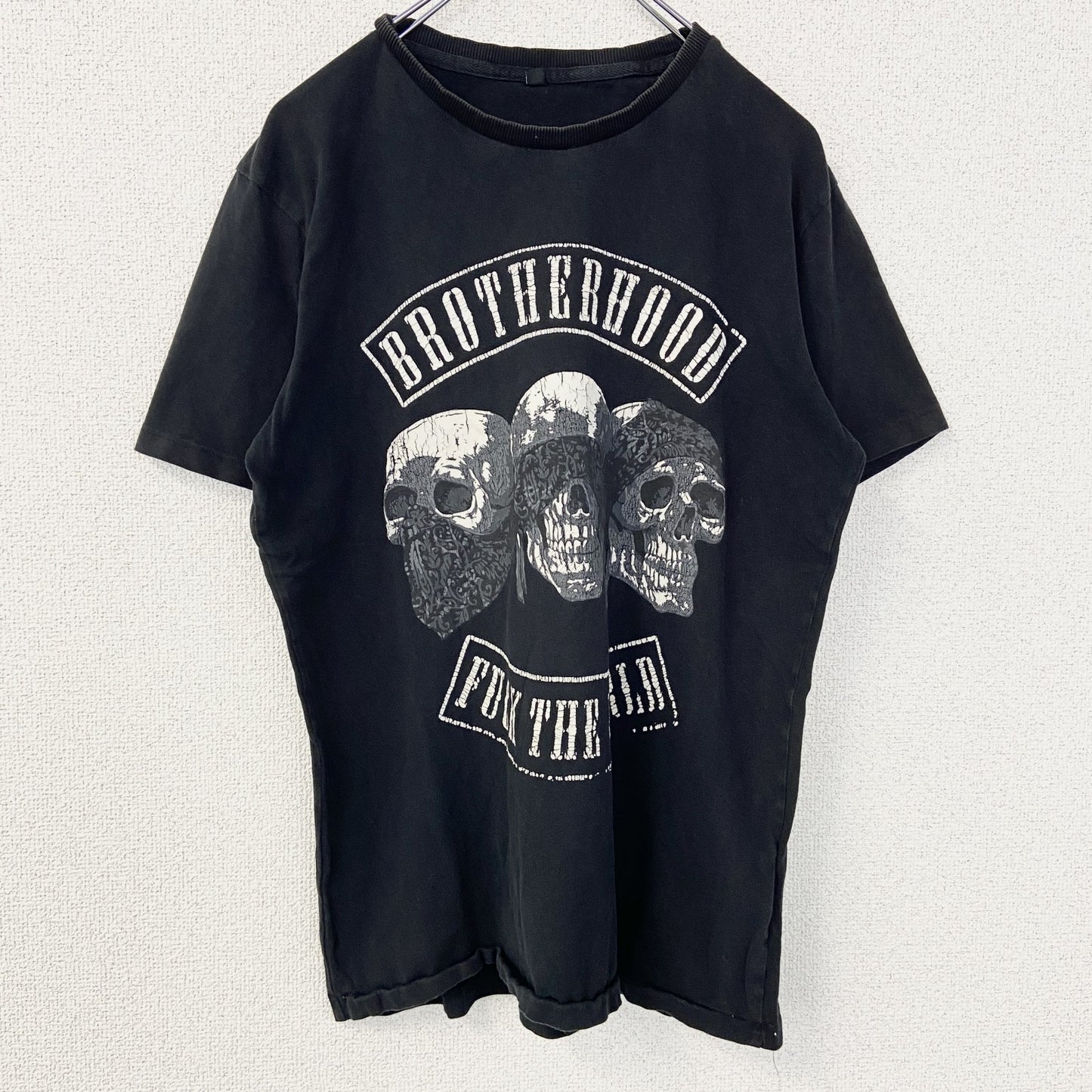 古着 used　半袖プリントTシャツ　90s　骸骨　ドクロ　シングルステッチ　クルーネック　レトロ　黒　ブラック　Mサイズ